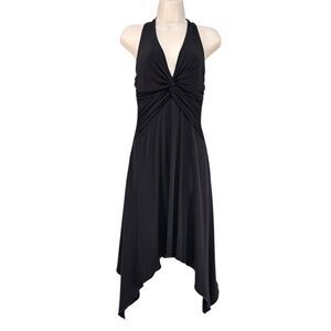 Y2K XOXO Collection Black Handkerchief Hem Halter Swing Salsa Latin Dress Size M